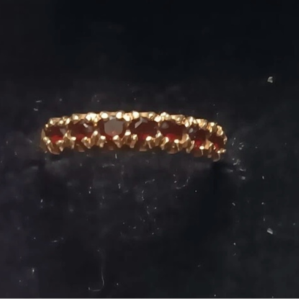 Memorial week sale 1960s STACK 10k hallmarked GARNET BAND  ANNIVER RING